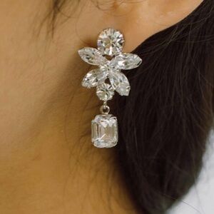 Jennifer Behr Alaire Bridal Earrings Floral Drop Earrings Faceted Crystal $315